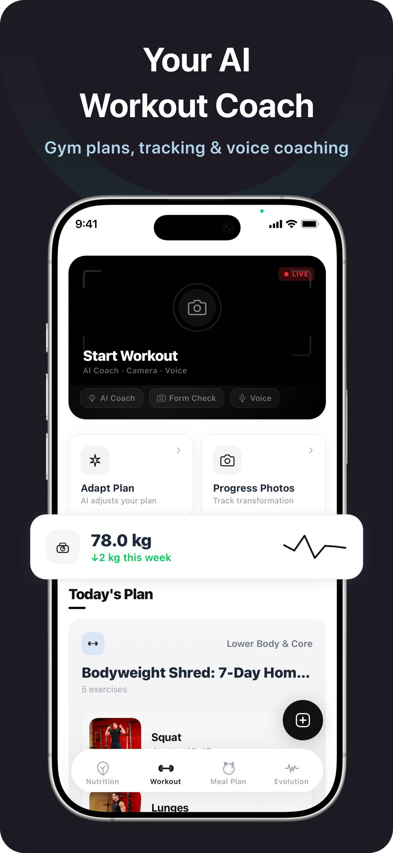 AI Workout Coach — personalized gym plans, tracking, and voice coaching